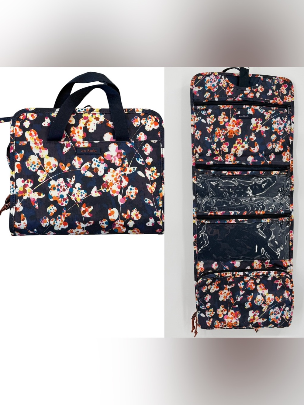 Vera Bradley Lighten Up Hanging Travel Organizer Cut Vines Navy Floral Toiletry